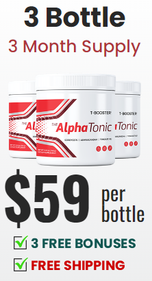 3 bottles of alpha tonic, 3 month supply. $59 per bottle, free shipping, free bonuses