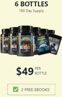 6 bottles of IQ Blast Pro. $49 per bottle, 180 day supply.  2 free  ebooks