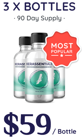 3 bottles of Kerassentials, 90 day supply. $59 per bottle, most popular