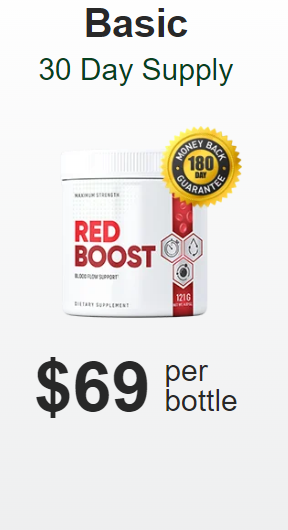 1 bottle of Red Boost. $69 per bottle, 30 day supply. 180 day money back guarantee. Basic..