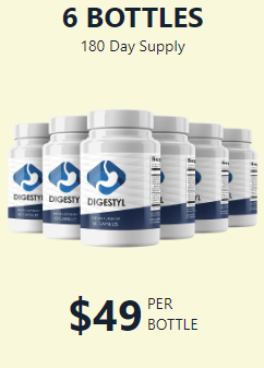 6 bottles of Digestyl. $49 per bottle, 180 day supply. Free US shipping