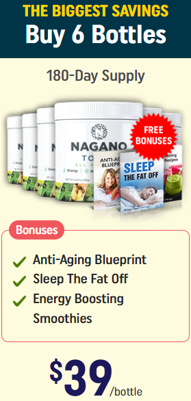 6 bottles of Nagano. $39 per bottle, 180 day supply. 3 bonus. Free shipping in the US