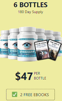 6 bottles of VisiSharp. $47 per bottle, 180 day supply. 2 free ebooks.